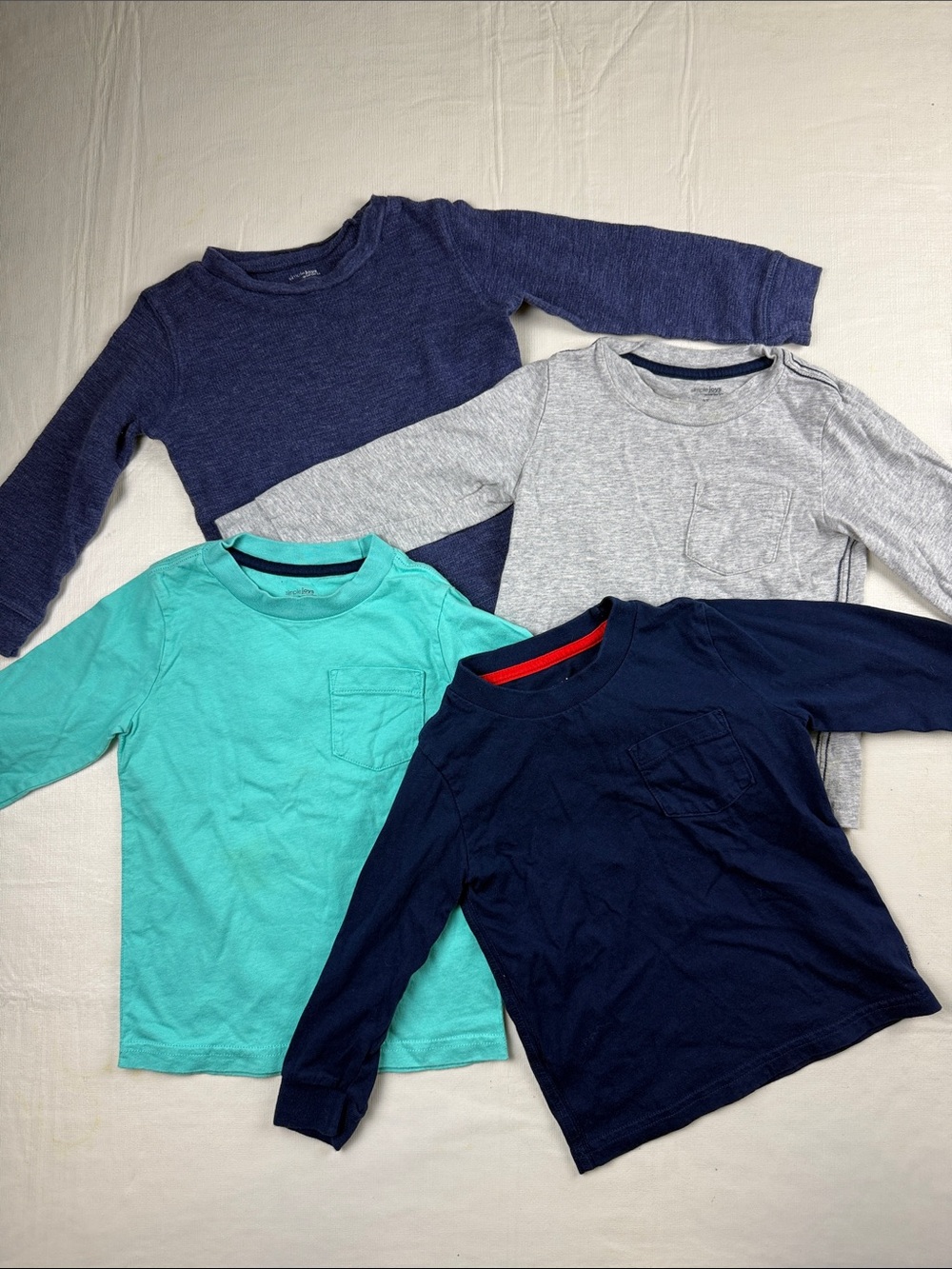 Carters Simple Joys Long-Sleeve Crewneck Bundle Teal Navy Indigo Gray Size 2T